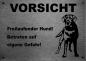 Preview: Edelstahl Warnschild Labrador VORSICHT Freilaufender Hund! Betreten auf eigene Gefahr!